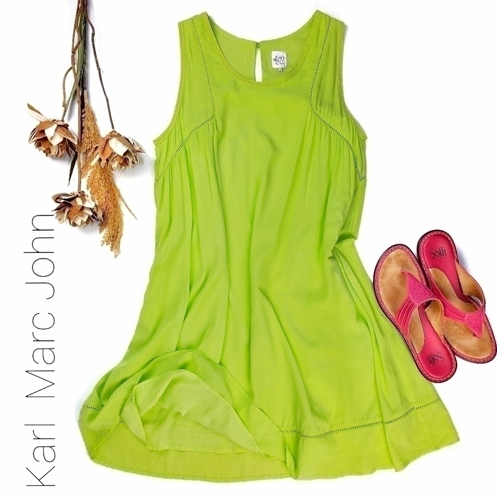 NEW Karl Marc John Lime Honeycomb Lined Dress S